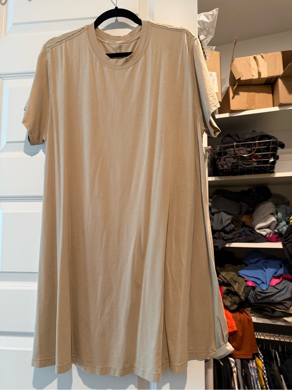 lululemon athletica Beige Short-Sleeve Midi Dress